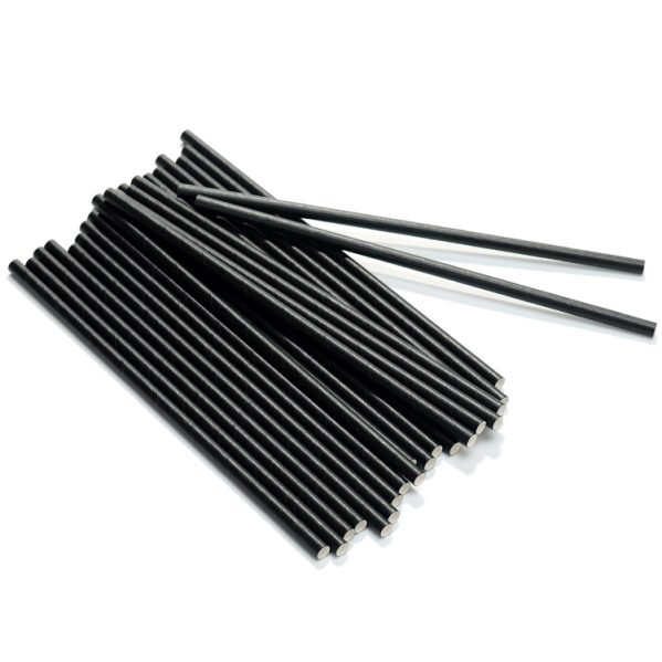 Black Paper Bar Straws Unwrapped